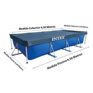 ( โปรสุดคุ้ม... ) Intex 28039 ผ้าคลุมสระน้ำขนาดใหญ่ทรงเหลี่ยม Metal Frame pool ขนาด 450 x 220 cm. รา