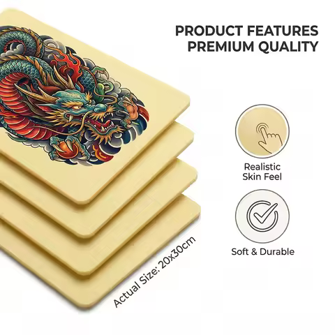 1/3/6/9PCS Tattoo Practice Skin Yellow 3MM A4 Size Double Sides Silicone Microblading Eyebrow Practi