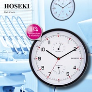 HOSEKI Round Quartz Designer Wall Clock H-9402 Temperature Hygrometer Quiet Non-Ticking 3D Big Numbers For Office Living