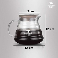 One Two Cups Coffee Server teko kopi V60 Drip Pour Over Borosilicate Glass