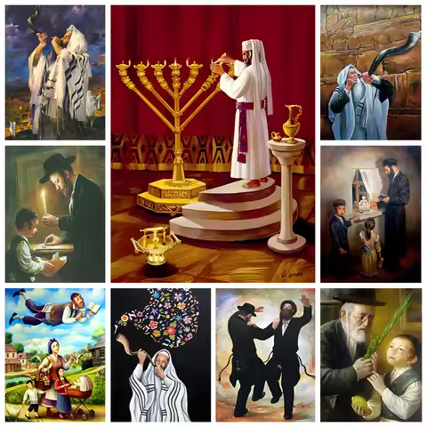 Jewish Style 5D Diamond Painting Kit Shofar Art Picture Mosaic Oil Painting Diy Diamond Embroidery H