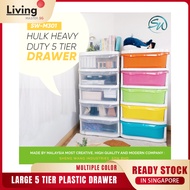 Large 5 Tier Plastic Drawer with wheels / SW HULK Plastic Cabinet M301