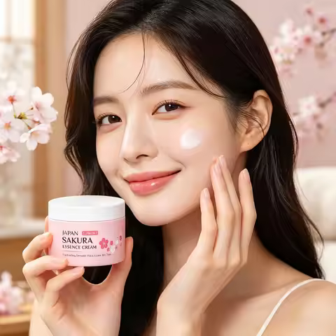 LAIKOU Japan Sakura Essence Cream Hydrating Smooth Fine Lines Even Skin Tone Moisturizing Face Cream