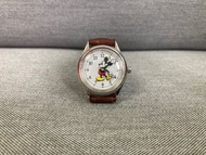 Mickey watch啡色皮帶錶