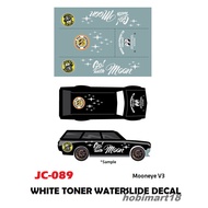 JC089 - MOONEYE 2 White toner waterslide decals Hotwheels 1:64 diecast custom