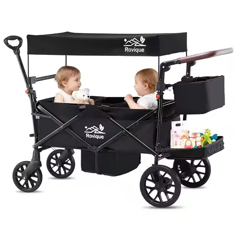 Wagon Stroller for 2 Kids, Stroller Wagon with Canopy, Storage Bag
