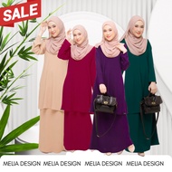 By Melia Design Baju Kurung Moden Riau Plain Lembut Ironless Tak Payah Gosok Merdeka Raya Sedondon Nude