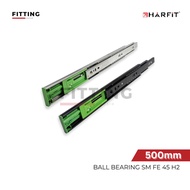 HARFIT Rail Ball Bearing SM FE-45-H2 - 500mm - Double Pull Slow Motion Drawer Runner - BLACK