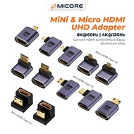 Mini & Micro HDMI Adapter 8K60Hz 4K120Hz HDMI 2.1 Converter Female to Mini/Micro for Camera Monitor 