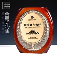 Award Plaque Franchise Honor Distributor Enterprise Metal Customization Custom Wooden Border Plaque 