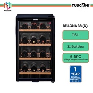[FREE Portable Blender] Tuscani BELLONA 38 (D) Wine Cellar Chiller Cooler Cabinet 40 bottles Single Zone Bello Vino 115L - BELLONA 38D BELLONA38