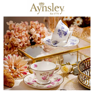 英國Aynsley 紅玫瑰／藍玫瑰 骨瓷摩卡咖啡杯盤組 80ml