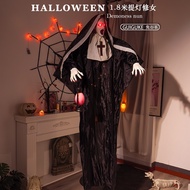 Halloween Haunted House Horror Props 1.8m Portable Horse Lantern Black White Nun Decoration Hanging 
