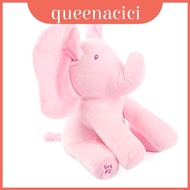 Adorable Gray Peek-a-boo Animated Plush Elephant Plays Hide-and-seek With Your Baby