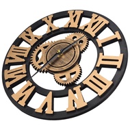 Large Wooden Wall Clock Vintage Gear Clock Us Style Living Room Wall Clock Modern Design Decoration 