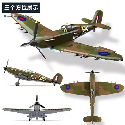 Army Military Soldiers SWAT UK: Spitfire Fighter F MK. la type Model Building Blocks Bricks Children