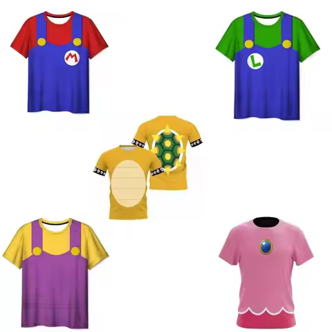 New Arrivals! Super Mario Cosplay-inspired Matching Round-neck Casual Short-sleeved 3D Printed Insty