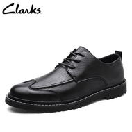 Clarks_Mens Dress Unlott Plain Brown รองเท้าทางการ รองเท้าหนังลำลองสำหรับผู้ชายธุรกิจ