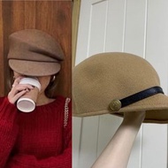 經典氣質百搭款 駝色淺啡色摩卡色毛呢鴨舌帽 毛呢帽子 馬術帽 女士帽 女裝 caramel beige color wool hat ca4la同款