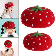 [Lohobby] Strawberry Beret Hat Cabbie Flat Cap Winter Beanie Costume Accessories Party Artist Hat So
