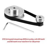 GT2 Timing Belt Pulley 60Teeth 20Teeth 5mm Reduction 1:3 Belt Width 6mm For 3D P