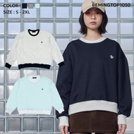 Bemingtop1050(S-2XL)-BMG Warm Touch Sweater Oversized Minimalist Color Cut Embroidered Logo BMG