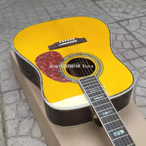 In stock/41 inches/ yellow D45 guitar/Solid Spruce Top/rosewood back panel/20 Frets/6 strings Acoust