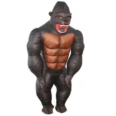 Adult Gorilla Inflatable Costume Gibbon Chimp Monkey Fancy Muscle King Kong Dress Blow Up Suit