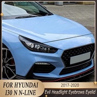 2Pcs ABS Glossy Car Evil Headlight Eyebrows Eyelid For Hyundai i30N N-Line RS i30N MK3 2017 2018 201