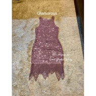 Purple Dress Stretch Lace Fitted Glamorous used-S