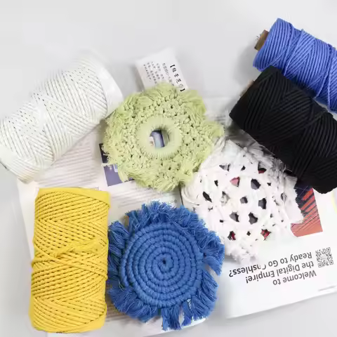 Macrame Cord 3mm 11yards Colored Cotton Rope Macrame Yarn DIY Craft Cord for Wall Hanging Knitting H