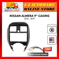 Nissan Almera 2016 to 2019 9 inch android player casing with socket plug and play