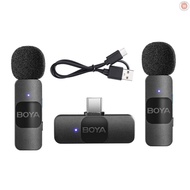 BOYA BY-V20 One-Trigger-Two 2.4G Wireless Microphone System Clip-on Phone Microphone Omnidirectional Mini Lapel Mic Auto Pairing Smart Noise Reduction 50M Trans  G&amp;M-2.20