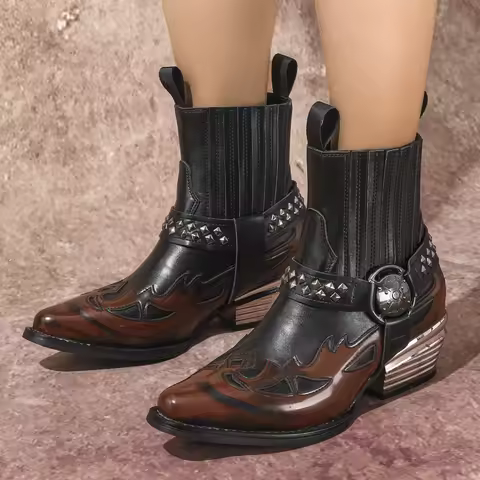 Personalized Pointed Toe Chelsea Boots European and American Youth Stage Performance Banquet Boots