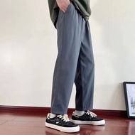 Men Pants Thin Nine Quarter Pants Fashionable Men Trousers Basic Sports Pants Plain Ankle Pants