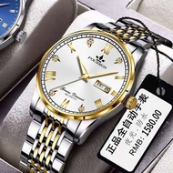 Ultra-thin Swiss automatic mechanical watch men's calendar luminous waterproof stainless steel hollow watch