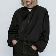 Massimo Dutti Md Womens Clothing 2023 Spring New Casual All-match Loose Top Puffy Sleeve Zipper Avia