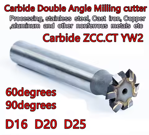 D16 D20 D25 3mm 4mm 6mm thickness 60degrees-90degrees ZCC.CT YW2 Carbide Double Angle Milling cutter
