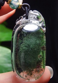 綠幽靈吊墜   超美天然巴西老礦料綠幽靈吊墜  顏色翠綠  晶體