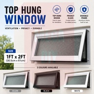 Aluminium Casement Window With Glass Toilet Window Top Hung Window / Frame Sisik Kaca Bilik Air 1' x