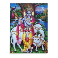 Hindu Gods Posters Krishna and The Cow Art Posters Wall Art Paintings Canvas Wall Decor Home Decor L