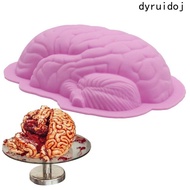 DYRUIDOJ Brain Silicone Mold, Human Brain Shape Body Parts Human Brain Cake Mould, DIY Scary 3D Pink