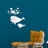 Jm586 Cute Whale Acrylic Mirror Wall Sticker Bathroom Living Room TV Background Wall Decoration Sticker Sticker