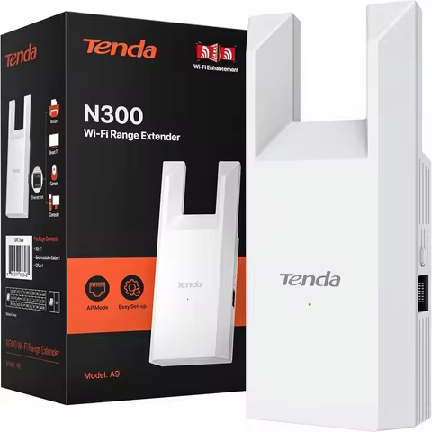 Tenda WiFi Extender N300 300Mbps External Signal Booster Ethernet Port 800 Sq. Ft. Coverage Single B