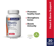 V LOGO ORI CAP VitaHealth Vitamins K2 + D3 [Expiry 2027] VitaHealth Vitamins K2 D3