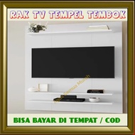 rak tv dinding tempel minimalis kayu gantung melayang moderen vintage - putih (cat) p110xl20xt2cm