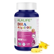 ALALIFE Pure DHA Algal Oils Omega 3-120 Capsules Prenatal DHA - 80% High Purity Algal DHA Supplement