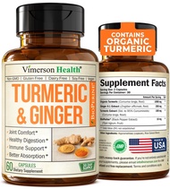 Turmeric Supplement and Ginger Root Joint Support Supplement - Turmeric Curcumin Supplement 95% Curc