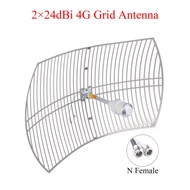 2×24dBi 4G LTE Parabolic Grid Antenna 1700-2700MHz Outdoor 2×N Female External Antenna For Modem Router Signal Booster Amplifier