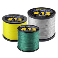 GHOTDA 300M 12 Strands Braided Fishing Line Multicolor Zero Stretch Saltwater PE Line